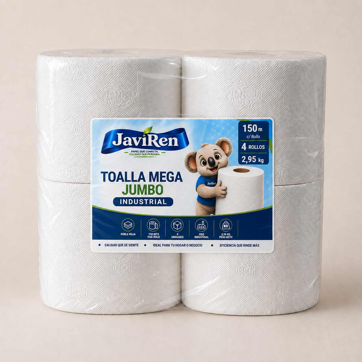 Toalla Mega Jumbo pack 4 rollos 150 metros